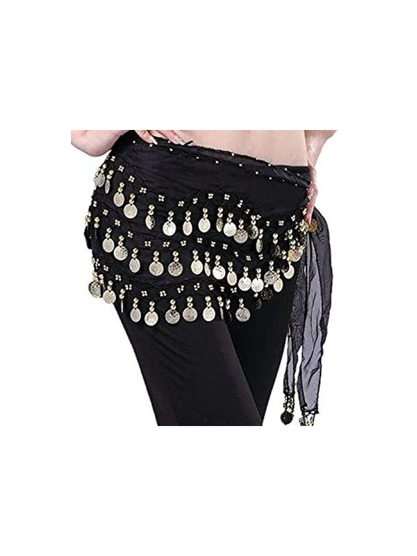 Ceinture/Foulard pour danse orientale noire et dorée