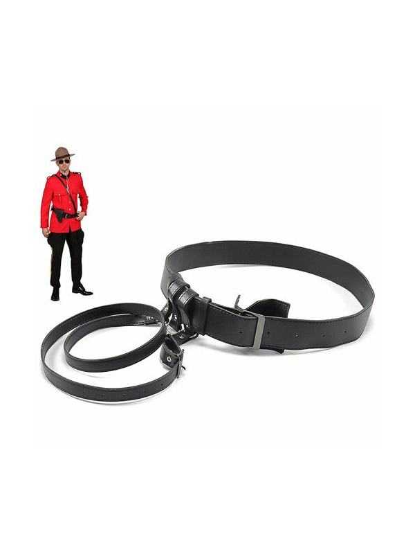 Ceinture de police noire avec bandoulière - 125 cm