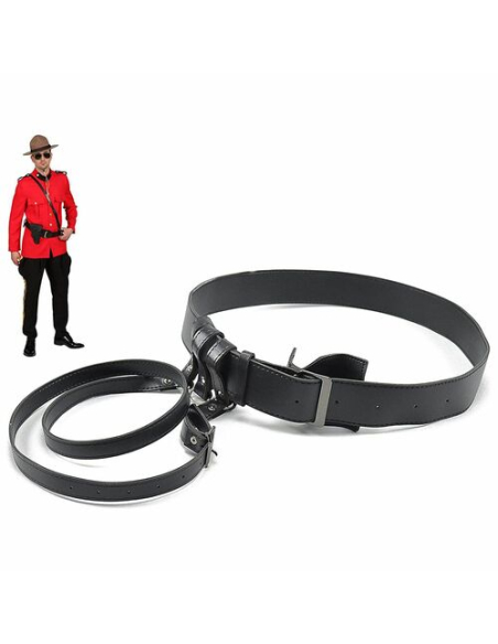 Ceinture de police noire avec bandoulière - 125 cm