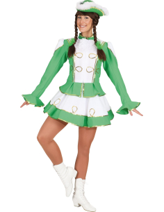 Costume de Majorette Vert et Blanc avec Bordure Dorée pour adulte