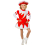 Tenue de Majorette Enfants Rouge et Blanc avec Bordure Hologramme Dorée