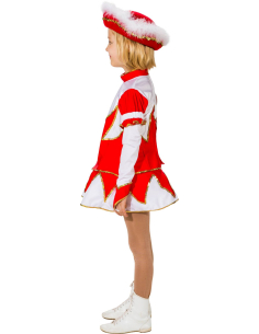 Tenue de Majorette Enfants Rouge et Blanc avec Bordure Hologramme Dorée 2
