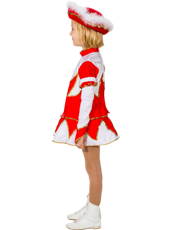 Tenue de Majorette Enfants Rouge et Blanc avec Bordure Hologramme Dorée