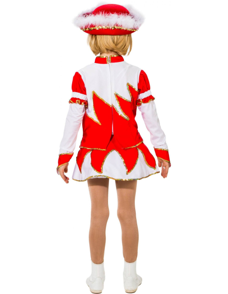 Tenue de Majorette Enfants Rouge et Blanc avec Bordure Hologramme Dorée