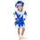 Costume de Majorette Bleu et Blanc avec Bordures Holographiques qualité professionnelle