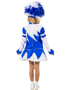 Costume de Majorette Bleu et Blanc avec Bordures Holographiques qualité professionnelle 2