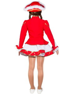 Costume de Majorette Enfant Rouge et Blanc avec Bordures Dorées 2
