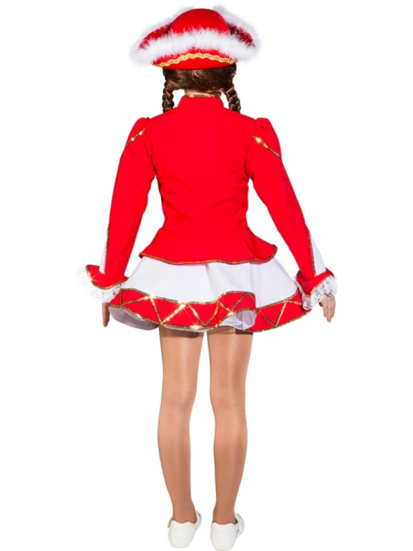 Costume de Majorette Enfant Rouge et Blanc avec Bordures Dorées