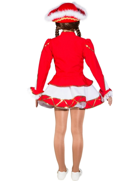 Costume de Majorette Enfant Rouge et Blanc avec Bordures Dorées