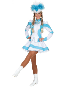 Costume de Majorette Femme Turquoise et Blanc avec Bordures Turquoise Qualité professionnelle