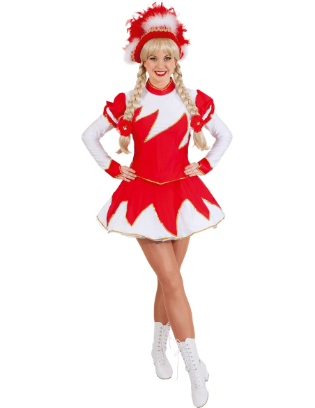 Costume de Majorette Professionnel Luxe Rouge et Blanc