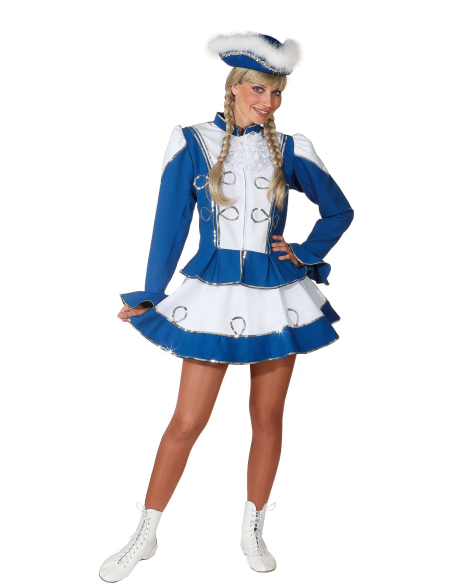 Costume de Majorette Premium Bleu et Blanc|Tenue de Parade : Déguisement Haute Qualité pour Carnaval