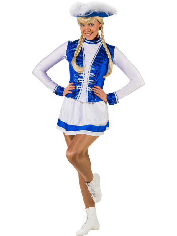 Costume de Majorette Professionnelle bleu et blanc : Tenue de Parade