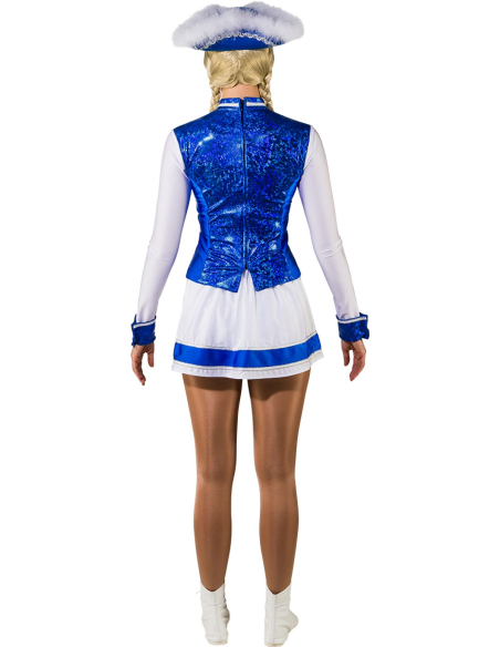 Costume de Majorette Professionnelle bleu et blanc : Tenue de Parade