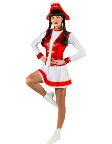 Costume de Majorette Rouge et Blanc Premium | Ensemble 2 Pièces, Parades et Spectacles