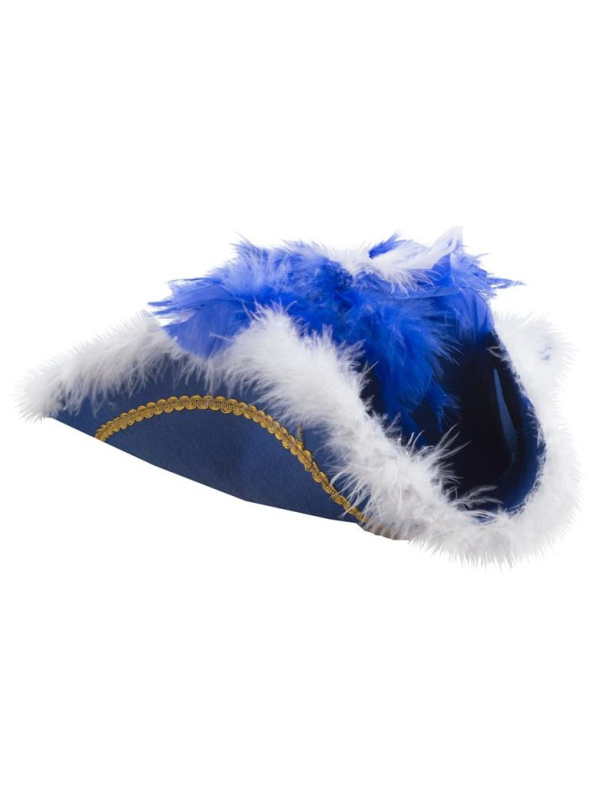 Chapeau tricorne bleu de Majorette avec plumes...