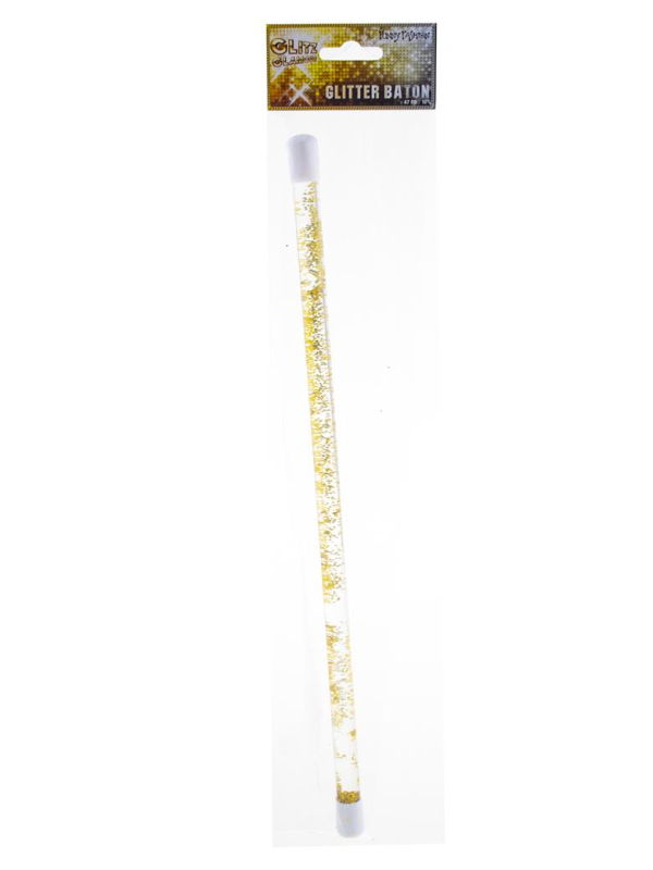 Bâton de Majorette Transparent avec Paillettes Dorées | Accessoire de Parade et Spectacle