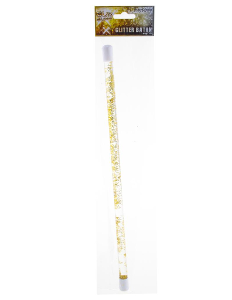 Bâton de Majorette Transparent avec Paillettes Dorées | Accessoire de Parade et Spectacle