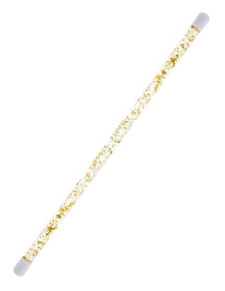 Bâton de Majorette Transparent avec Paillettes Dorées | Accessoire de Parade et Spectacle