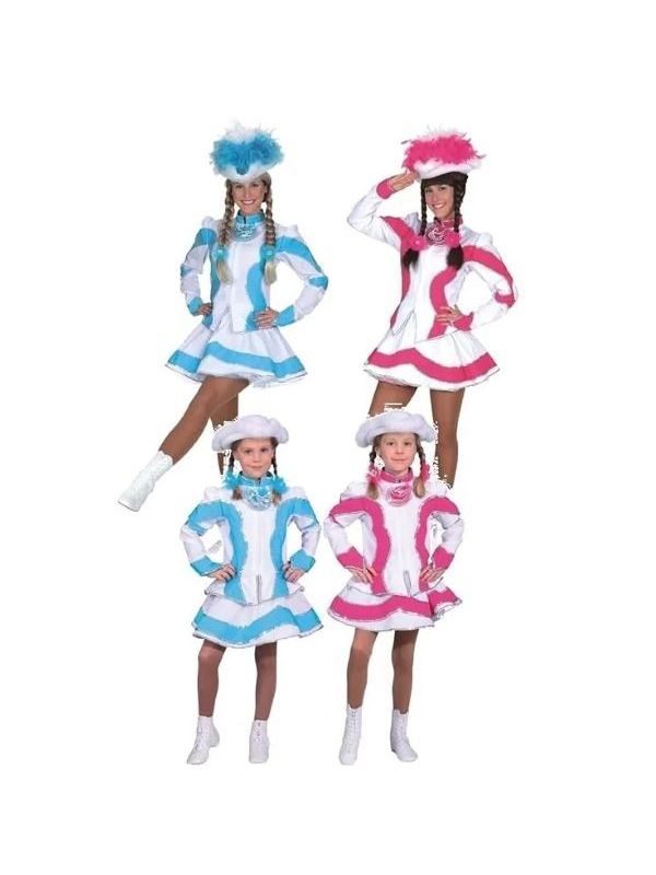 Costume de Majorette Femme Turquoise et Blanc avec Bordures Turquoise Qualité professionnelle