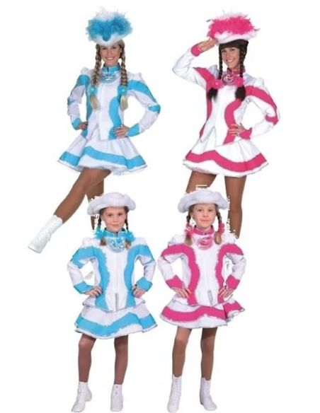 Costume de Majorette Femme Turquoise et Blanc avec Bordures Turquoise Qualité professionnelle