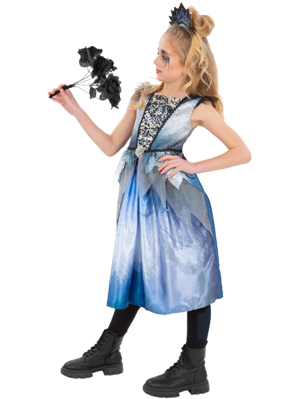 Déguisement Halloween de mariée Fantôme Inspiré d'Emily – Robe Bleue avec Tiare