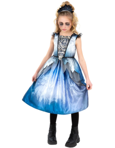 Déguisement Halloween de mariée Fantôme Inspiré d'Emily – Robe Bleue avec Tiare