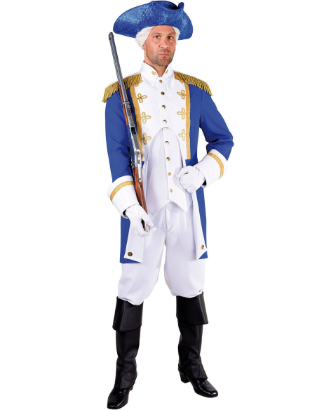 Costume d'Officier Révolutionnaire Américain – Uniforme Historique Bleu et Blanc