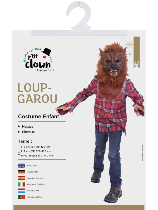Déguisement de Loup-Garou pour Enfant – Masque et Chemise à Carreaux