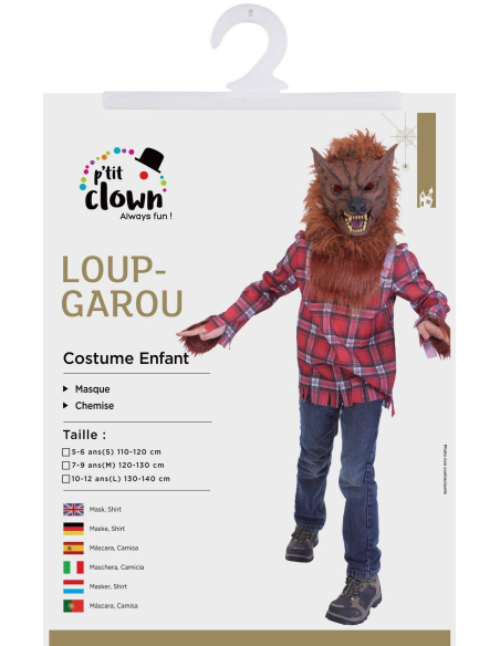 Déguisement de Loup-Garou pour Enfant – Masque et Chemise à Carreaux