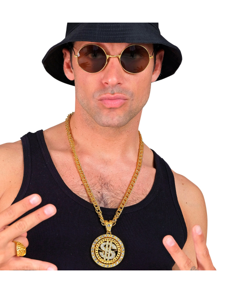 Collier Dollar Strass 70 cm avec chaîne dorée : L'accessoire parfait pour vos soirées et festivals
