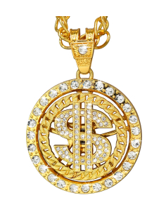 Collier Dollar Strass 70 cm avec chaîne dorée : L'accessoire parfait pour vos soirées et festivals