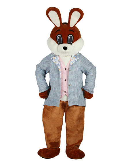Costume pour Mascotte Lapin – Gilet Rose et Veste Bleue à Carreaux