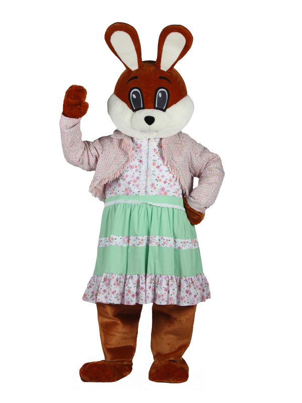 Costume de Lapine pour Mascotte – Robe Fleurie et Veste Pastel