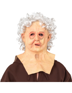 Masque de Grand-Mère Réaliste – Latex avec Cheveux Blancs pour Halloween ou Déguisement Humour