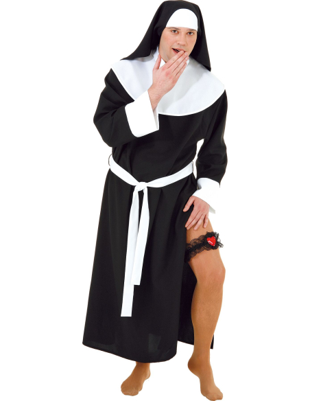 Déguisement Nonne Sexy Homme – Grande Taille avec Robe, Coiffe et Ceinture