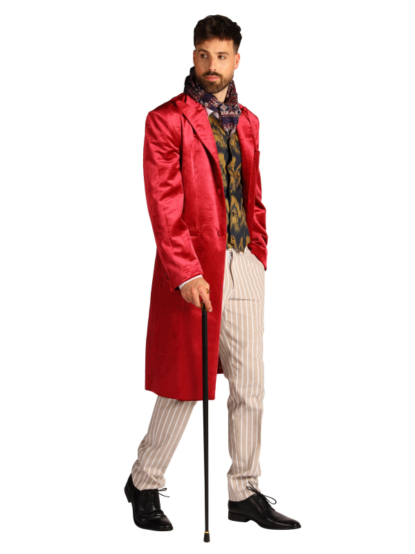 Costume Homme Victorien Rouge – Style Dickens & Willy Wonka (S à XXXL)