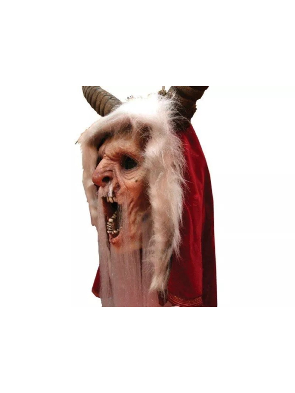 Masque de Krampus – Père Fouettard démoniaque – Latex avec cornes et capuche