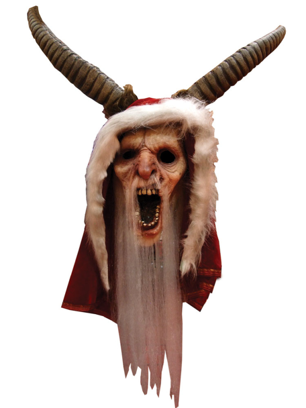 Masque de Krampus – Père Fouettard démoniaque – Latex avec cornes et capuche