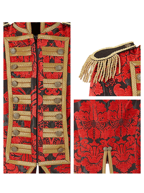 Veste baroque rouge homme – Costume XVIIIe siècle, cabaret ou cirque
