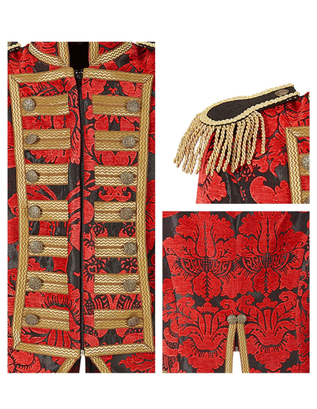 Veste baroque rouge homme – Costume XVIIIe siècle, cabaret ou cirque