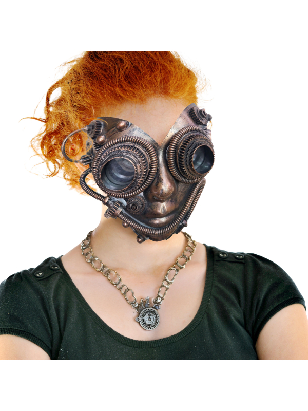 Masque Steampunk Métal Bronze – Pour un Halloween rétro-futuriste