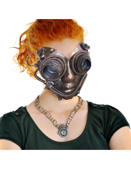 Masque Steampunk Métal Bronze – Pour un Halloween rétro-futuriste