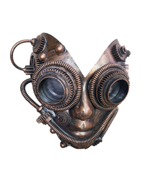 Masque Steampunk Métal Bronze – Pour un Halloween rétro-futuriste