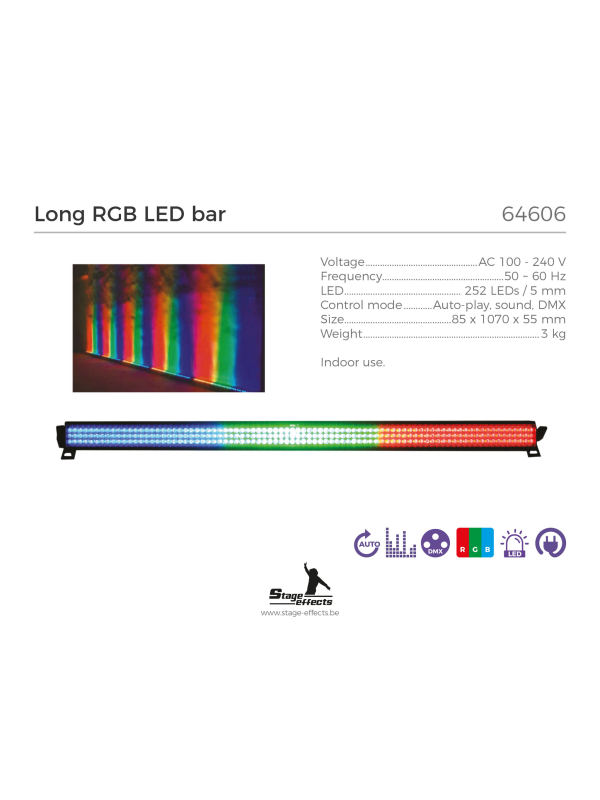 Barre LED RGB Intérieure – 252 LEDs – Contrôle DMX – Stage Effect