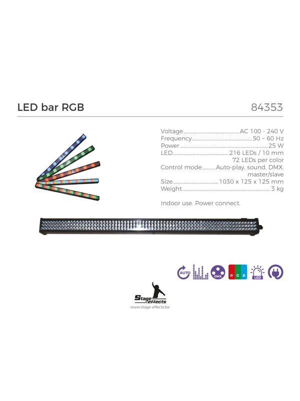 LED Bar RGB 100 cm – 216 LEDs Haute Puissance – Contrôle DMX & Master/Slave | Stage Effect