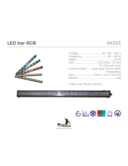 LED Bar RGB 100 cm – 216 LEDs Haute Puissance – Contrôle DMX & Master/Slave | Stage Effect