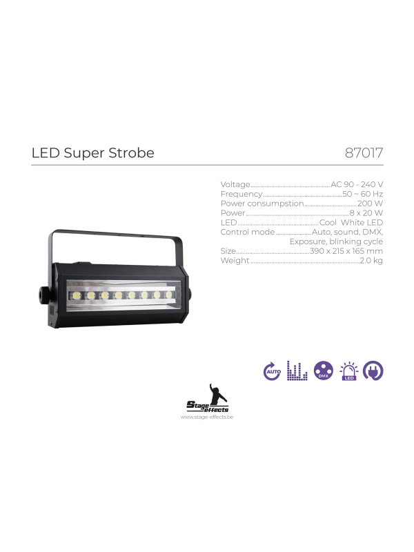 LED Super Strobe 8 x 20 W – Éclairage Flash Scénique | Stage Effect