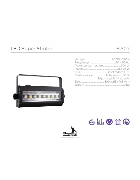 LED Super Strobe 8 x 20 W – Éclairage Flash Scénique | Stage Effect
