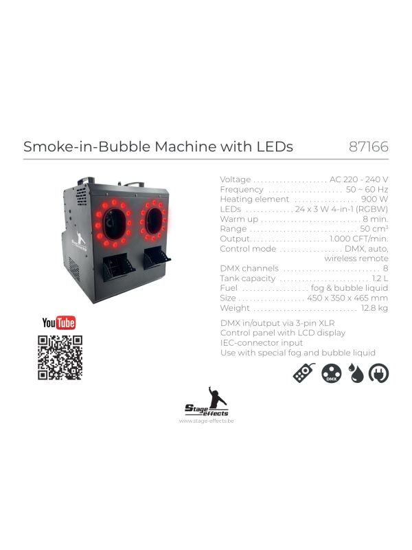 Machine à bulles fumées avec LEDs RGBW – Effet double spectaculaire | Stage Effect
